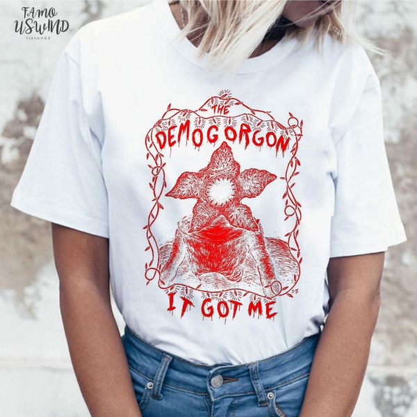 

stranger things t shirt ulzzang women casual tee shirts tshirt t shirt female femme clothing harajuku funny movie shirt, White