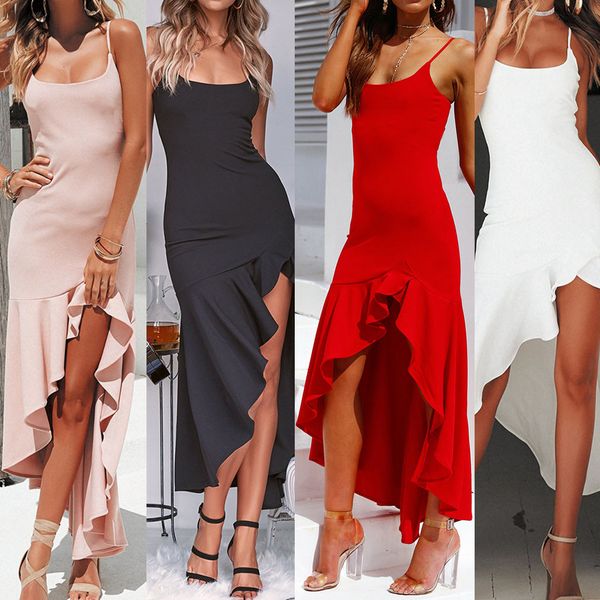 

2019 elegant vintage bandage women ruffle off shoulder high waist sleeveless strapless shoulder dress princess dress, Black;gray