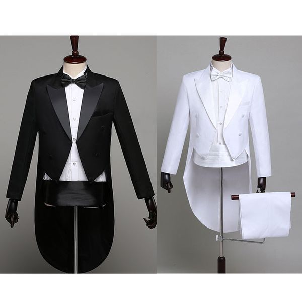 

tuxedo dress xs-xl men classic black shiny lapel tail coat tuxedo wedding groom stage singer 2-piece suits dress coat tails, White;black
