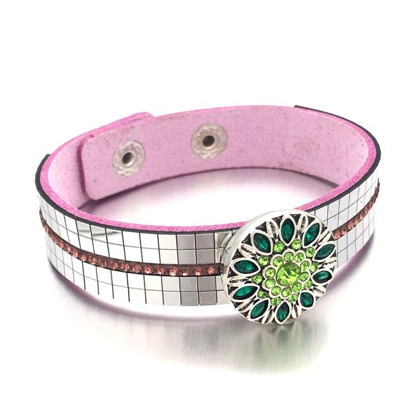 

fashion bling bling interchangeable 325 rhinestones velvet bracelet 18mm snap button jewelry charm bangle for women gift, Golden;silver