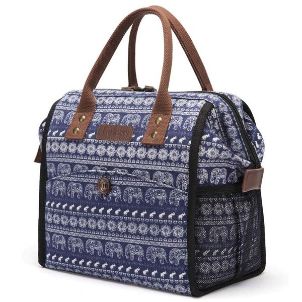 

large lunch cooler bags for women men insulated thermal lunchbag for picnic carry case fashion female shoulder bag nylon, Blue;pink