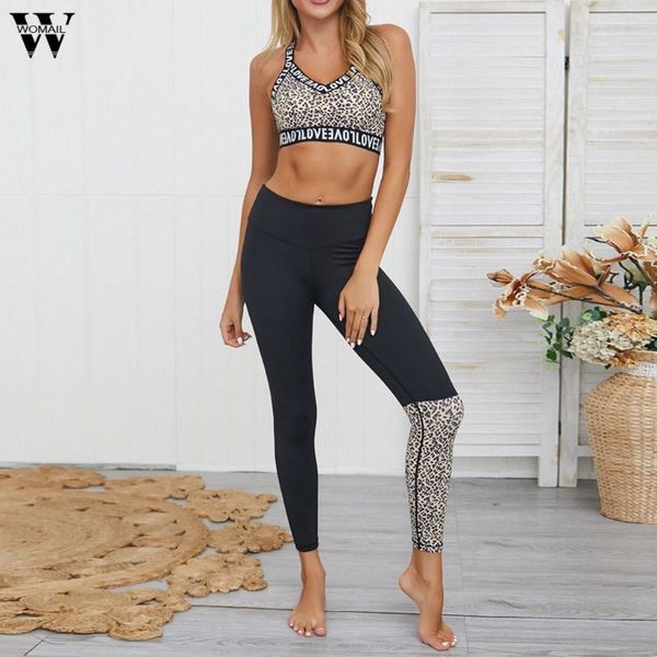 

2020 yoga 2 piece set camisole thin print women crop and pants outdoor sports suits gym workout jumpsuit hot, White;red