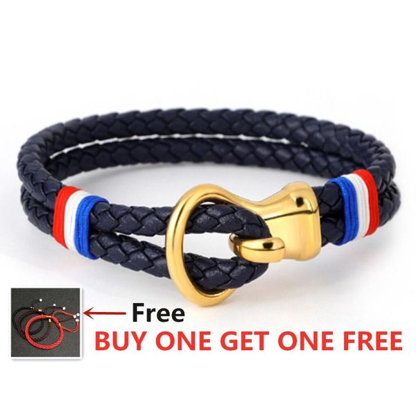 

midnite star simple stainless steel button neutral new classic style men leather bracelet accessories hand-woven gifts, Golden;silver