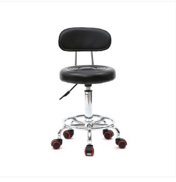 

wholesales round shape adjustable salon stool with back and line black