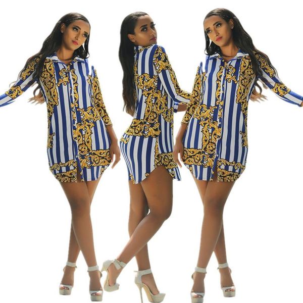 

лето женщина мода нашивка блуза платье sexy vintage отворот neck печать цветочной мини повседневного длинный рукав тонкого платье, Black;gray