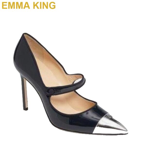 

office ladies mary jane pumps pointed toe pu leather women high heels shoes 10cm 12cm stiletto pumps 2019 new design heels, Black
