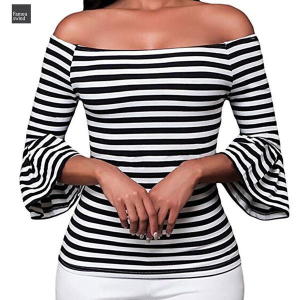 

top sexy блуза женщин с плеча flared рукава нашивки regular и женщин топы блузки рубашки haut femmes режим camisas, White