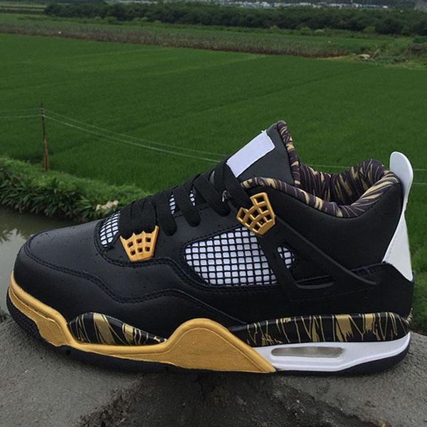 

4 iv men basketball shoes low men bred 4s sport sneakers gold medal shoes ct10