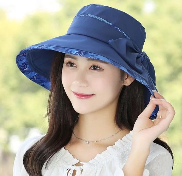 

hat women summer big along the sun shade korean fashion wild outdoor travel beach cool hat sun hat, Blue;gray
