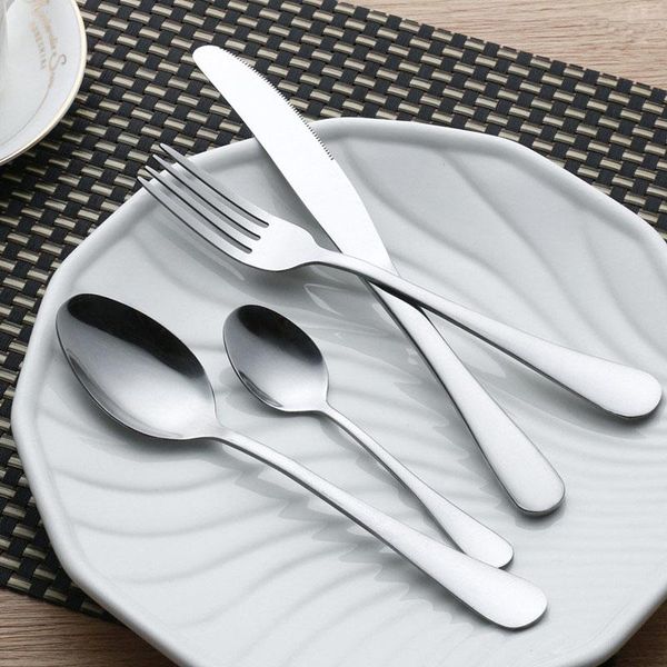 

ykc hot 24pcs нержавеющей стали flat посуда наборы столовых приборов гальваническим набор посуды посуда silverware dinner fork s пун нож