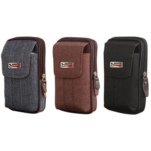 

mobile phone pouch travel canvas wallet casual multi-function waist belt pack male fashion belt bags supply for men