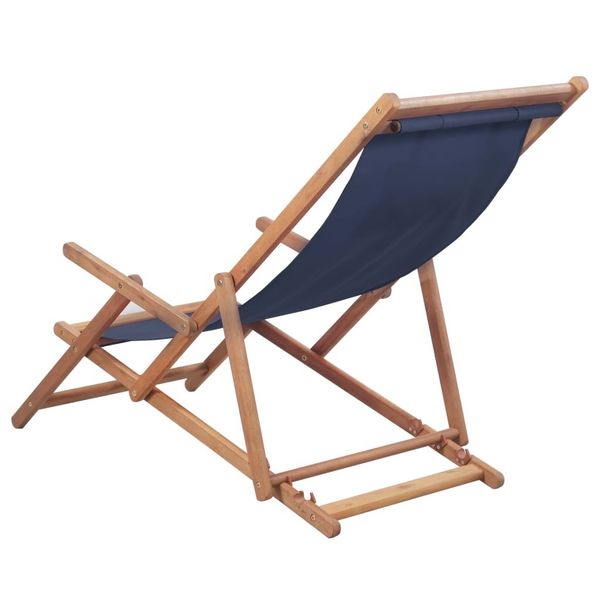 

folding beach chair fabric and wooden frame blue garden sets