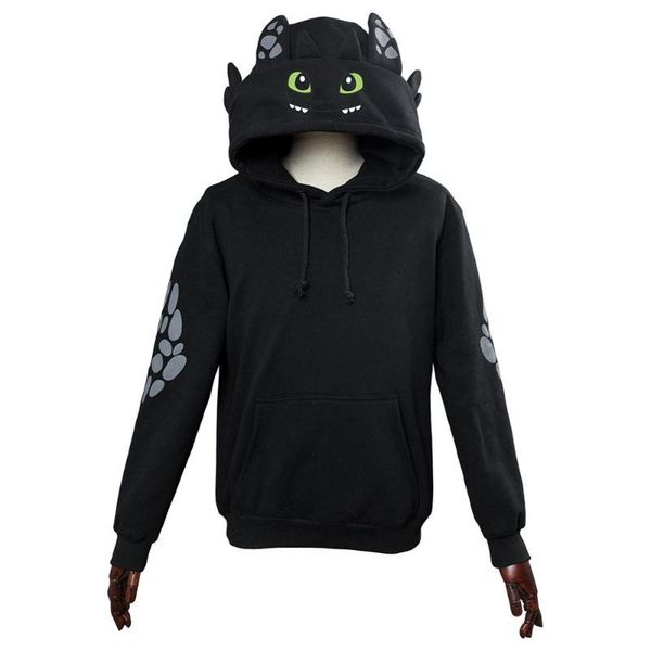 

in stock) kids how to train your dragon hoodie toothless cosplay sweatshirt casual pullover jackets coat hooded hoodie, Black