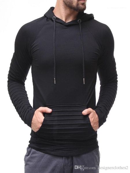 

сложите дизайнерские толстовки плюс размер пуловер толстовка полоса с длинным рукавом сплошной цвет мужская одежда весна мужская тонкая, Black