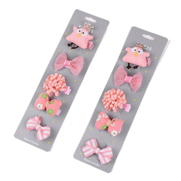 

fashion baby hair accessories ties clips cartoon heart bowknot flowers starfish animal design barrettes girls princess hairpins jewelry 5pcs, Slivery;white