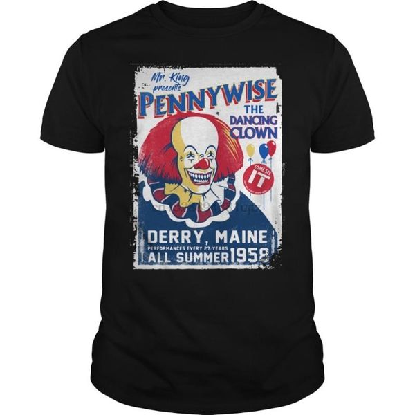

pennywise dancing clown t shirt it movie film retro vintage horror cult white style harajuku funny men t shirts men print, White;black