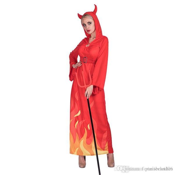 

конструктор flame lady devils косплей одежда хэллоуин и костюмированный платье партии с рогами стиль костюма, Black;red