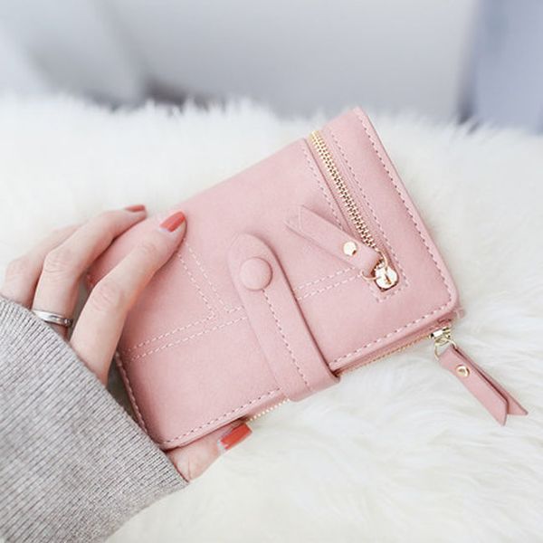

2019 women's purse with tassels little cute wallet women's short leather wallets zipper wallets ladies wallet reticule, Red;black