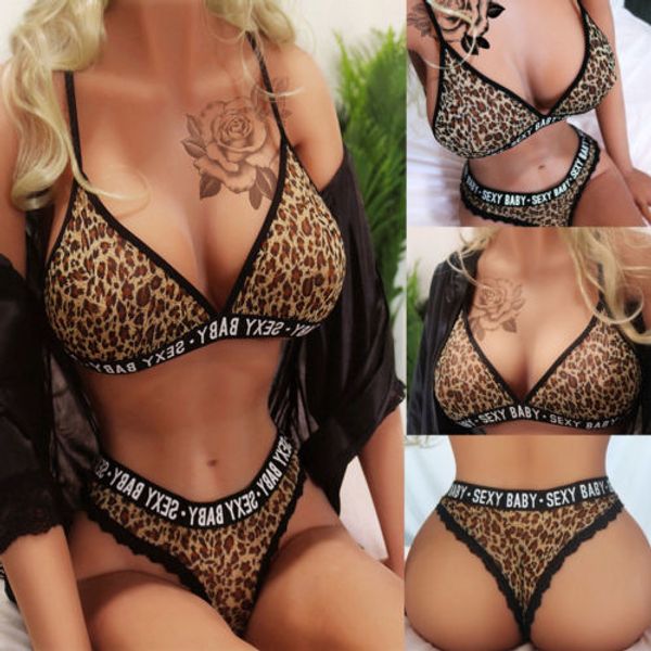 

new leopard lingerie exotic set bra+g-string thong set sissy women babydoll sleepwear underwear nightwear, Red;black