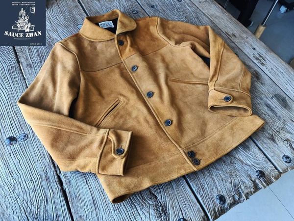 

pickle cow leather coat over plush jacket 2019 new leather jacket true cowhide men mind cat leaf men, Black