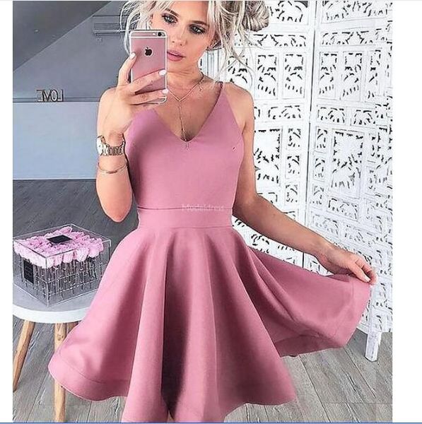 

stylish short homecoming dresses v-neck a line mini special occasion dresses simple formal party evening gowns vestidos de fiesta, Red