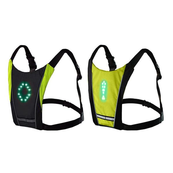 

new cycling vest led wireless remote safety turn signal light vest for bicycle riding night warning backpack guiding light, Black