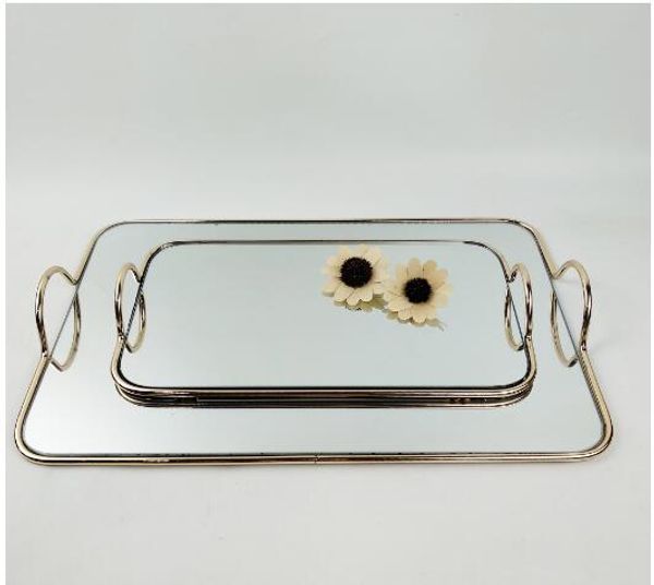 

metal mirror tray breakfast trays kitchen tray soft decoration ornaments for home cosmetics deskdisplay receipt