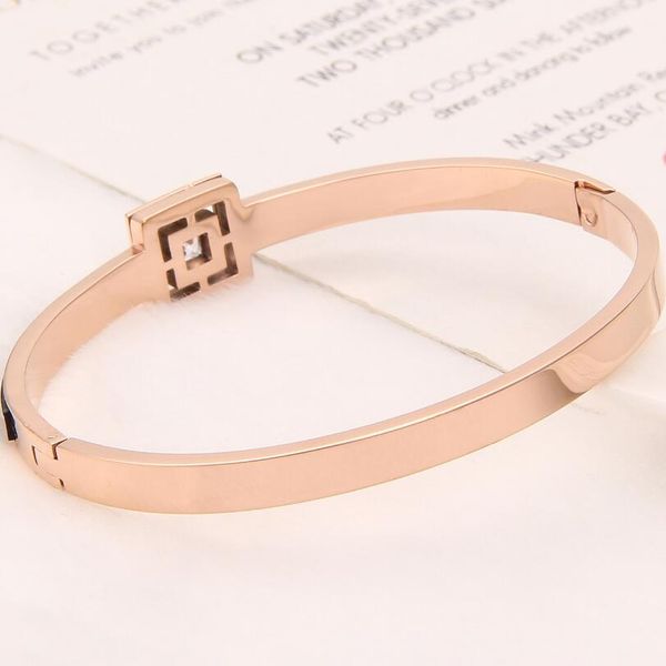 

fashion-r jewelry titanium steel bracelets square black rose gold color bangles classic for women fashion