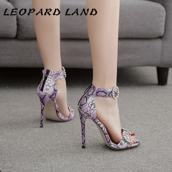 

женская обувь мода rhinestone фиолетовый snake pattern слово пряжка fine высокий каблук открытый носок женский сандалии cwf-jjm360-15, Black