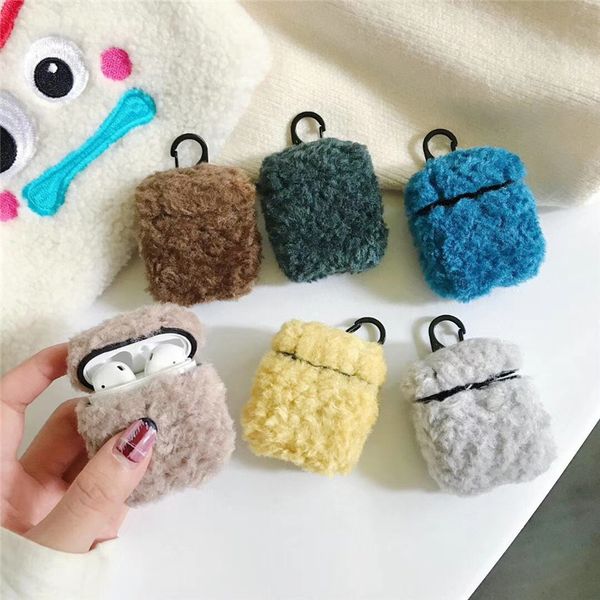 

luxury cashmere earphones case for airpods 2 1 series simple plush protective cover for apple wireless bluetooth headphone
