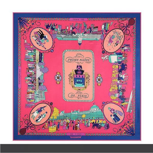 

luxury design square print silk scarf for women paris design h shawls foulard femme echarpe en soie red large twill scarfs wholesale, Blue;gray