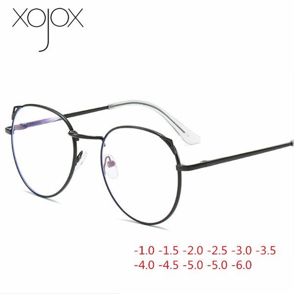 

xojox cat eye finished myopia glasses women clear spectacles nearsighted student shortsighted with diopter -0.5 1.0 1.5 to 4.0, Black