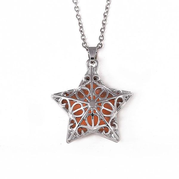 

довольно пентаграмма ожерелье красиво ювелирные изделия светятся в темноте звезда заявление ожерелье длинные цепи светящиеся ожерелья, Silver