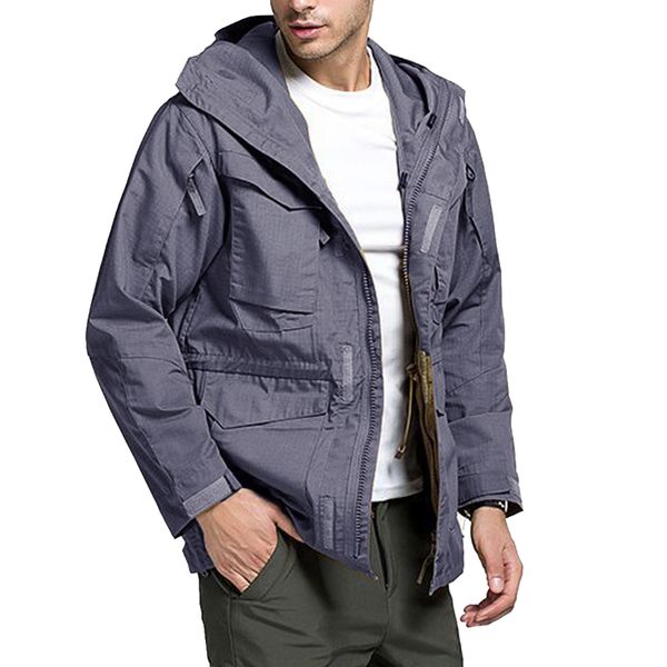 

sfit 2019 fashion windbreaker jacket men tactical jacket pocket casual hooded windproof coats men outwear sportwear, Black;brown