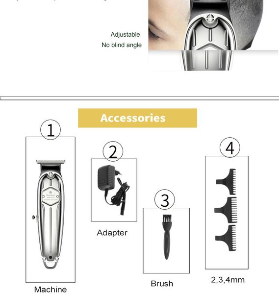 

kemei 1973 hair trimmer km-1973 cordless professional usb rechargeable pro barber clippers line metal body newclipper ngzwt