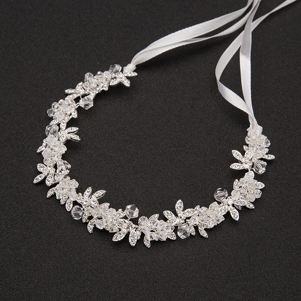 

sparkling 28 cm crystal bridal headbands for women silver rhinestones flower wedding hair accessories handmade hair ornaments, Golden;white