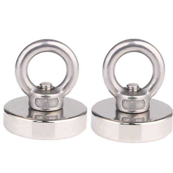 

2pack 41kg pulling force strong rare earth magnets round neodymium fishing magnet diameter 1.4 inch (36mm) magnetic hooks for