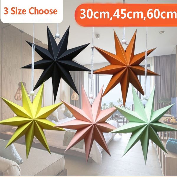 

new nine angles paper star home decoration hanging stars lantern for christmas party shopping mall birthday decor 30cm,45cm,60cm an2287