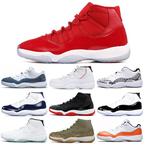 

11 11s men basketball shoes snakeskin cap and gown concord olive barons emerald women mens trainer sports sneakers 5.5-13
