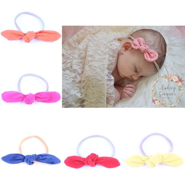 

newborn baby headbands bunny ear elastic headband children hair accessories kids cute hairbands for girls bows headwear headdress fj236, Slivery;white