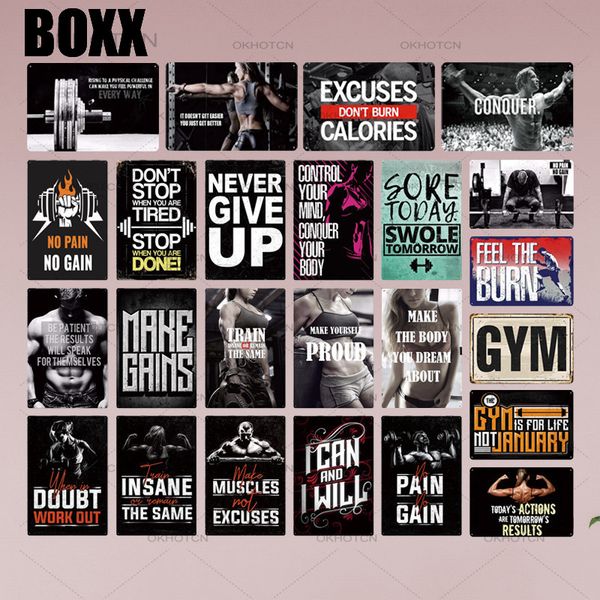 

gym sign metal poster plaque never give up metal work out wall decor for man cave gym tin sign decorative plate