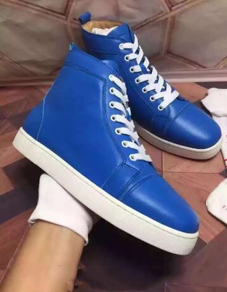

famous brand shoes men high sneakers red bottom shoes,france famous street skate lace-up shoes genuine leather fashion shoes, Black