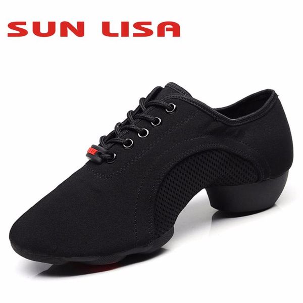 

sun lisa women's lady's girl's outdoor oxford net cloth upper rubber sole chunky heel sneaker ballroom modern latin dance sho