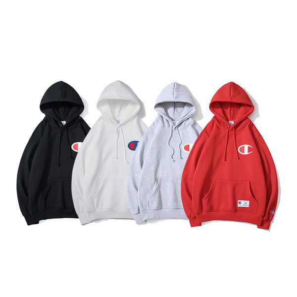 

champions designer luxury mens sweatshirt tide brand hoodies street hip hop big c embroidered hooded plus velvet womens hoodie, White;black