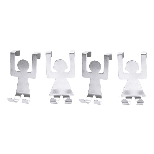 

4pcs door hooks cartoon humanoid nail-creative storage hook door rack hanging holder key hanger for cabinet doors