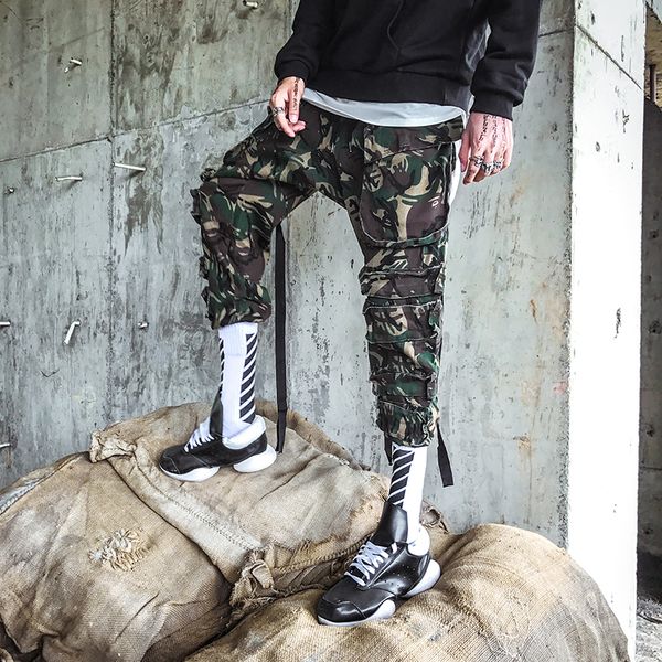 

spring new loose harem pants men's plus fat large size camouflage sports overalls korean version of the tide brand pants, Black
