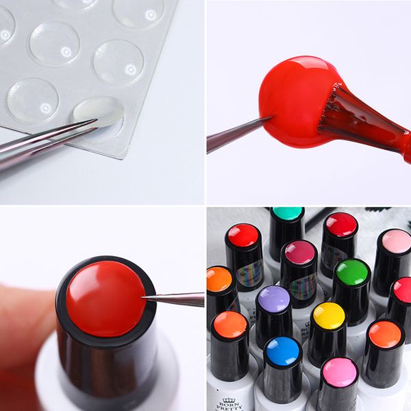 

born pretty 25pcs transparent silicone color button set adhesive paster display kits manicure tools for uv gel polish lacquer