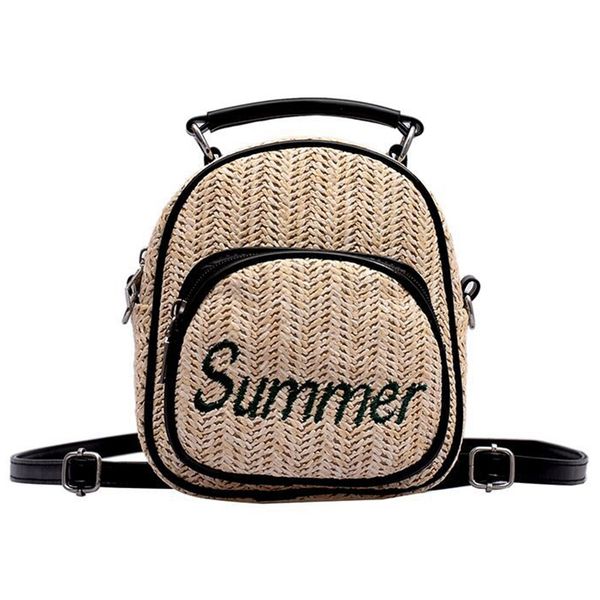 

women's straw bucket bag summer woven shoulder bags shopping purse beach handbag straw handbags travel bag black