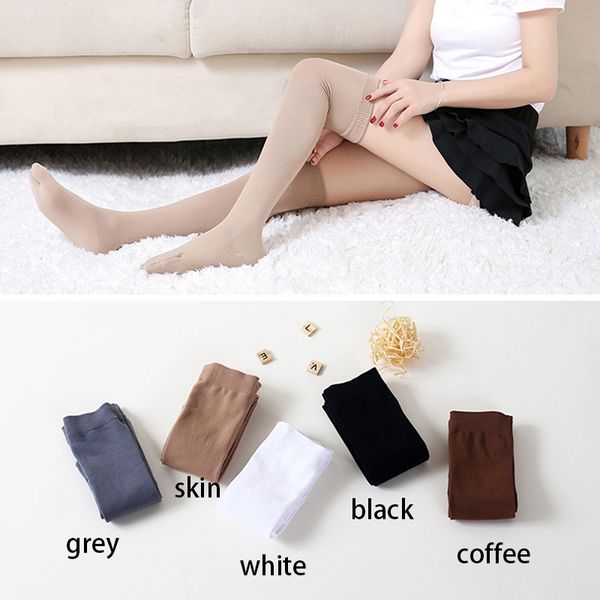 

3 pairs/lot women split toe running stockings nylon long socks over knee-high compression tight tabi stocking female us 5-7.5, Black