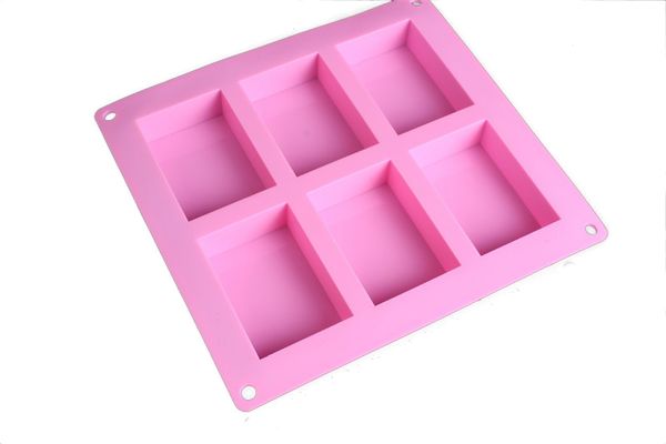 

6 ca e rectangle oap mold ilicome rubbber pink color durable printing heat re i tant baking mould